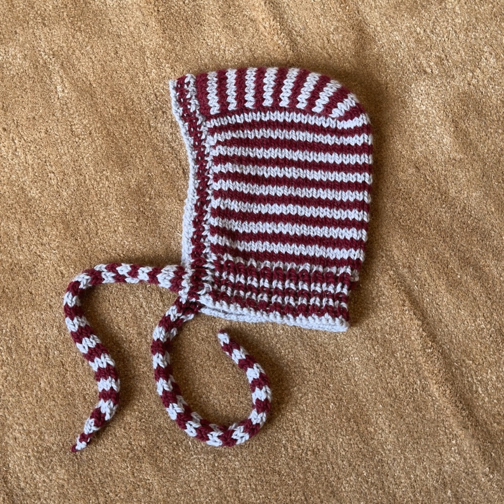 Handknit Wool Alpaca Striped Balabonnet